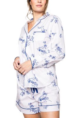 Petite Plume Indigo Floral Short Pajamas in White