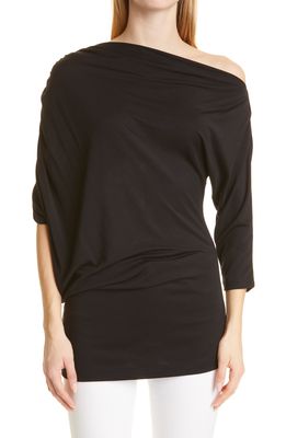 Natori One-Shoulder Jersey Top in Black