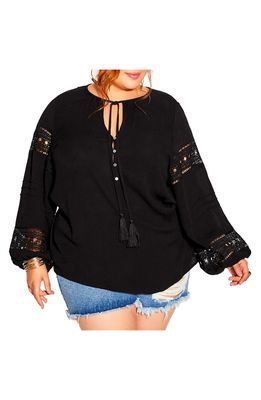 City Chic Spirit Lace Top in Black