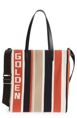 Golden Goose California North/South Canvas Tote in Navy/Brick/Beige/White