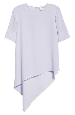 St. John Collection Asymmetric Hem Stretch Silk Top in Light Lavender