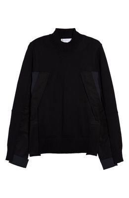 Sacai Mixed Media Sweater in Black
