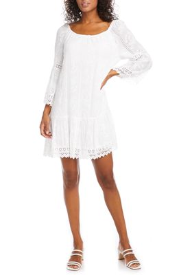 Karen Kane Mixed Lace Dress in Off White
