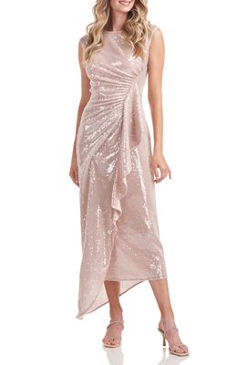 Kay Unger Carla Sequin Evening Gown in Powder Blush