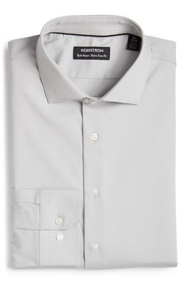 Nordstrom Men's Shop Tech-Smart Trim Fit Stretch Dress Shirt in Grey Silk