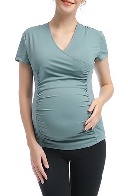 Kimi and Kai Essential Maternity/Nursing Top in Beryl Green