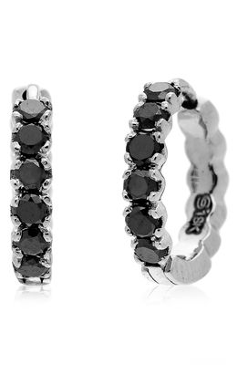 Sethi Couture Black Diamond Huggie Hoop Earrings in White Gold