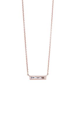 Sethi Couture Diamond Bar Pendant Necklace in Rose Gold/diamond