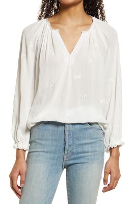 Wit & Wisdom Eyelet Popover Top in Optic White