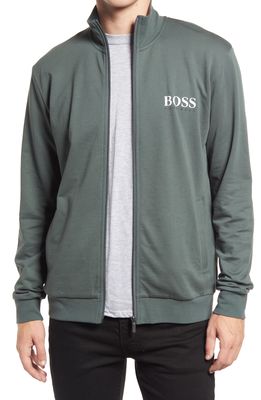 BOSS Essential Z Knit Jacket in Dark Green