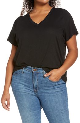 Madewell Whisper Cotton V-Neck T-Shirt in True Black