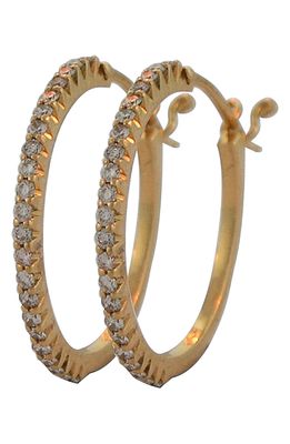 Sethi Couture Micro Prong Diamond Hoop Earrings in Rose Gold/Diamond