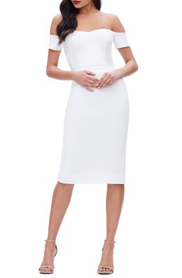 Dress the Population Bailey Off the Shoulder Body-Con Dress in Off White