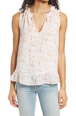 GIBSONLOOK Floral Ruffle Blouse in Ivory/Blush Floral