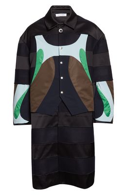 KIKO KOSTADINOV Haidu Overcoat with Convertible Waistcoat in Black Ink/Storm Navy