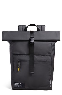 TED BAKER LONDON Clime Rubberized Rolltop Backpack in Black