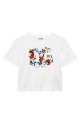 Dolce & Gabbana Kids' DG Floral Logo Graphic Tee in White