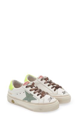 Golden Goose May Low Top Sneaker in White/Military Green/Yellow