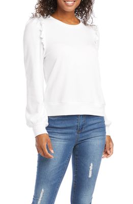 Karen Kane Ruffle Detail Sweatshirt in Off White