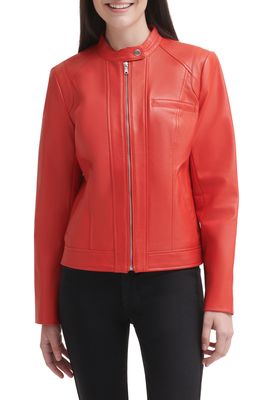 Cole Haan Lambskin Leather Jacket in Red