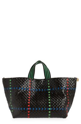 Clare V. Woven Leather Tote in Black