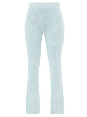 Le Ore - Rimini Marled Ribbed-knit Trousers - Womens - Light Blue
