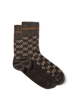 Gucci - GG-intarsia Web-striped Cotton-blend Socks - Mens - Black Multi