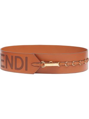 Fendi contrast logo adjustable belt - Brown