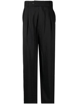 Giorgio Armani pleat-detail cotton tailored trousers - Black