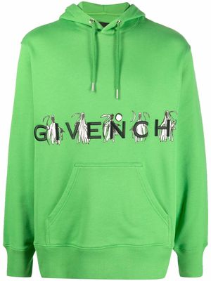 Givenchy logo embroidered Grim Reaper hoodie - Green