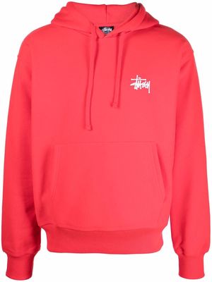 Stussy logo-print fleece hoodie - Red