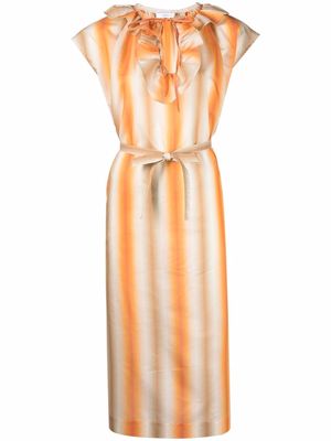 Roseanna striped short-sleeved midi dress - Orange
