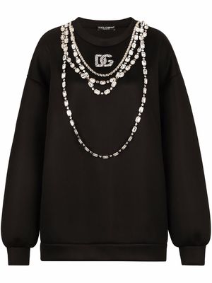 Dolce & Gabbana crystal-embellished sweatshirt - Black