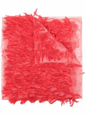 Emporio Armani appliqué-detail semi-sheer scarf - Red