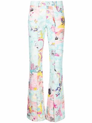 Marco Rambaldi flared floral-print trousers - Blue