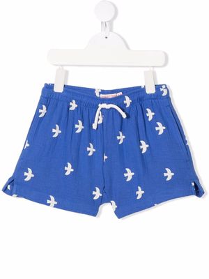 Tiny Cottons bird-print drawstring shorts - Blue
