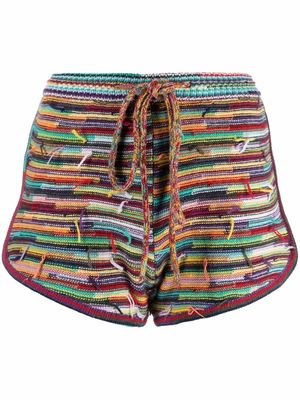 Chloé horizontal-stripe knitted shorts - Blue