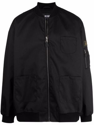 Raf Simons logo-patch sleeve bomber jacket - Black