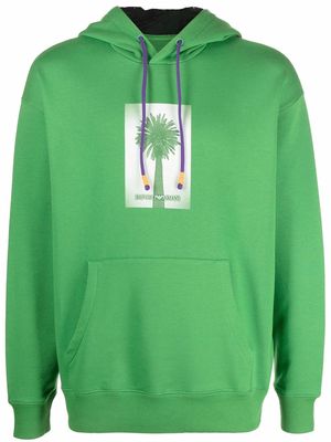 Emporio Armani logo-print cotton hoodie - Green