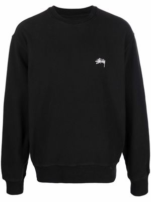 Stussy logo-embroidered cotton sweatshirt - Black