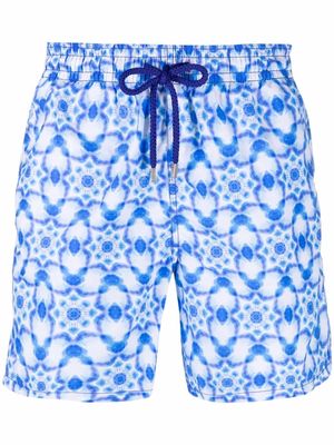 Vilebrequin abstract-print drawstring-waist swim shorts - Blue