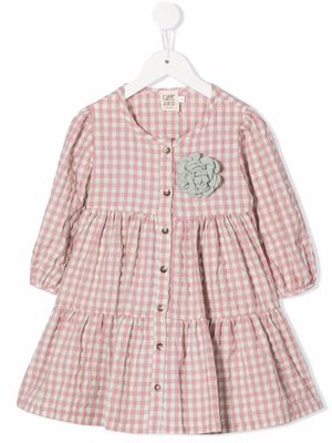 Caffe' D'orzo check-print tiered dress - Pink