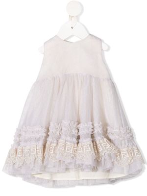 Fendi Kids tulle-overlay sleeveless dress - Neutrals