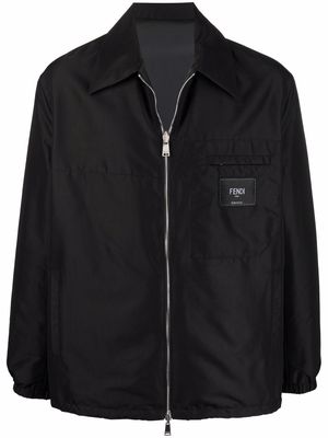 Fendi logo-patch coach jacket - Black