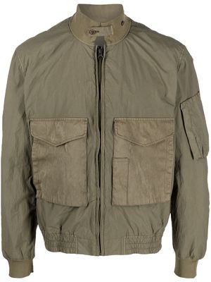 Ten C zip-up crinkled bomber jacket - Green