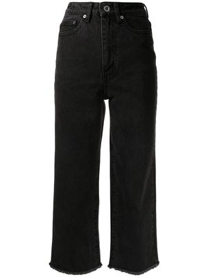 Self-Portrait high-rise cropped wide-leg jeans - Black