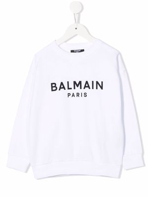 Balmain Kids logo-print cotton jumper - White