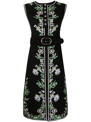 Paco Rabanne floral embroidered midi coat - Black