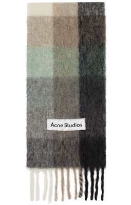 Acne Studios Green & Grey Alpaca Check Scarf