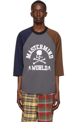 mastermind WORLD Grey Polyester T-Shirt